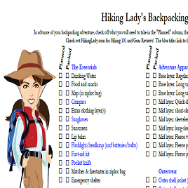 Hiking Lady's Backpacking Checklist