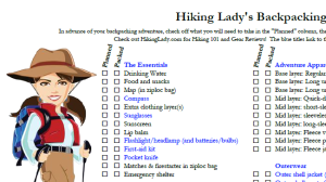 Hiking Lady's Checklist