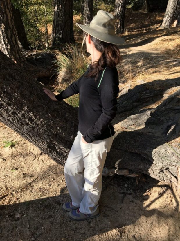 Hiking Lady wearing Woolpower Zip LITE