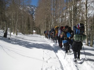 Using snowshoes to backpack in the winter!