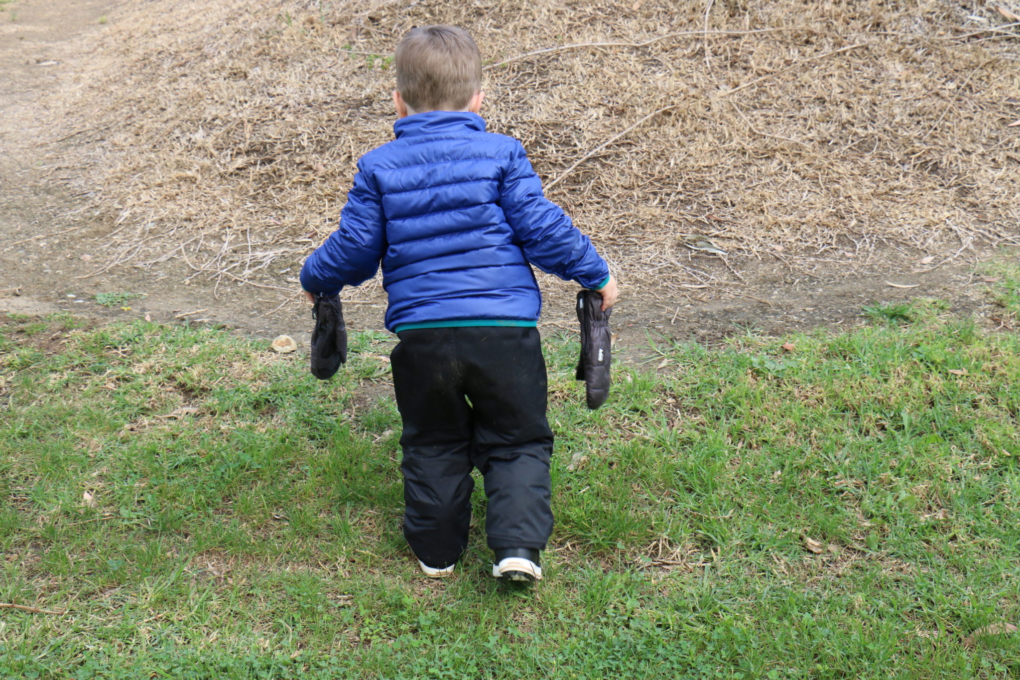 Hiking Toddler waiting for snow!