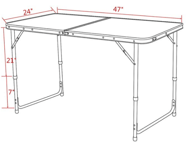 Timber Ridge Portable Hiking Table dimensions